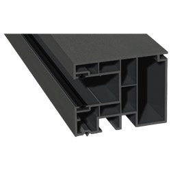 Maxi-Rollladenführung 59x47mm Lg. 6,50m foliert, GK Grau, mit zwei schwarzen Weichlippen 436 1014 Alux DB 703 Produktbild