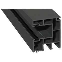 Maxi-Rollladenführung 40x47mm Lg. 6,50m foliert, GK Grau, mit zwei schwarzen Weichlippen 436 1014 Alux DB 703 Produktbild