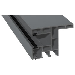 Rollladenführung 63x47mm Lg. 6,00m foliert, mit Nase, mit zwei schwarzen Bürsten GK Grau 71 5505-167 Silbergrau Produktbild