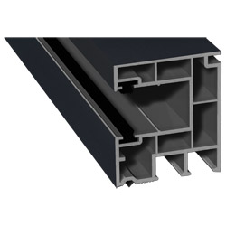 Rollladenführung 40x47mm Lg. 6,50m foliert, mit zwei schwarzen Bürsten GK Grau 70 1605-097 Anthrazitgrau Glatt 2 Produktbild