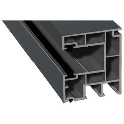 Rollladenführung 40x47mm Lg. 6,50m foliert, mit zwei schwarzen Bürsten GK Grau 70 1205-083 Basaltgrau Glatt Produktbild