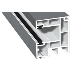 Rollladenführung 40x47mm Lg. 6,50m foliert, mit zwei schwarzen Bürsten GK Weiß 71 5505-167 Silbergrau Produktbild