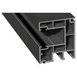 Rollladenführung 40x47mm Lg. 6,50m foliert, mit zwei schwarzen Bürsten GK Grau 436 1014 Alux DB 703 Produktbild