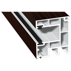 Rollladenführung 40x47mm Lg. 6,50m foliert, mit zwei schwarzen Bürsten GK Braun 206 5021-167 Sapeli Produktbild