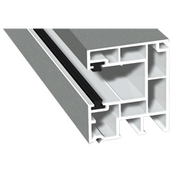 Rollladenführung 40x47mm Lg. 6,50m foliert, mit zwei schwarzen Bürsten GK Weiß 436 1001 Metbrush Aluminium Produktbild
