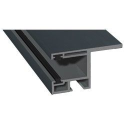 Rollladenführung 55x32mm Lg. 6,00m foliert, mit Nase, mit zwei schwarzen Bürsten GK Grau 70 1605-083 Anthrazitgrau Glatt Produktbild