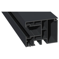 Maxi-Rollladenführung 59x47mm Lg. 6,50m foliert, GK Grau, mit zwei schwarzen Weichlippen 701505-083 Schiefergrau Glatt Produktbild