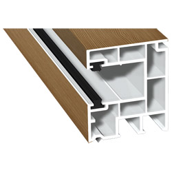 Rollladenführung 40x47mm Lg. 6,50m foliert, mit zwei schwarzen Bürsten GK Braun 306 9041-167 Bergkiefer Produktbild