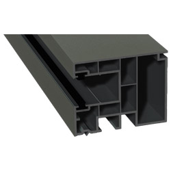 Maxi-Rollladenführung 59x47mm Lg. 6,50m foliert, GK Grau, mit zwei schwarzen Bürsten 70 3905-083 Quarzgrau Glatt Produktbild