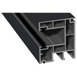 Rollladenführung 40x47mm Lg. 6,50m foliert, mit zwei schwarzen Bürsten GK Grau 701505-083 Schiefergrau Glatt Produktbild