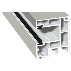 Rollladenführung 40x47mm Lg. 6,50m foliert, mit zwei schwarzen Bürsten GK Weiß 456 5053 Altweiß Produktbild