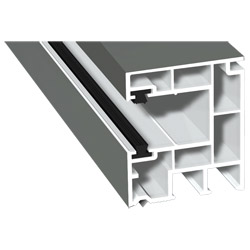Rollladenführung 40x47mm Lg. 6,50m foliert, mit zwei schwarzen Bürsten GK Weiß 436 7049 Titanium Cool Color Produktbild