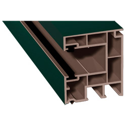 Rollladenführung 40x47mm Lg. 6,50m foliert, mit zwei schwarzen Bürsten GK Braun 60 0505-167 Moosgrün Produktbild
