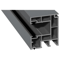Rollladenführung 40x47mm Lg. 6,50m foliert, mit zwei schwarzen Bürsten GK Grau 71 5505-167 Silbergrau Produktbild
