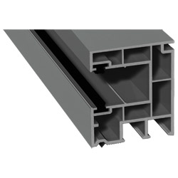 Rollladenführung 40x47mm Lg. 6,50m foliert, mit zwei schwarzen Bürsten GK Grau 70 0405-083 Signalgrau Glatt Produktbild