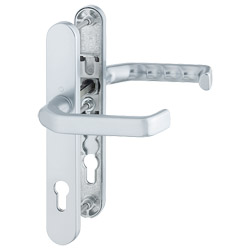 1313G/3357N Garnitur / F1 Alu natur / 8 mm / Profilzylinder 92 mm / 67-72 mm / HOPPE-Logo Produktbild
