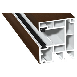 Rollladenführung 40x47mm Lg. 6,50m foliert, mit zwei schwarzen Bürsten GK Braun 49233 Siena Rosso Produktbild