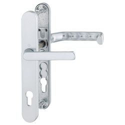 099KH/3357N/1313G Garnitur / F1 Alu natur / 8 mm / Profilzylinder 92 mm / 67-72 mm / HOPPE-Logo Produktbild