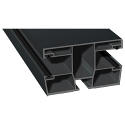 Maxi-Doppel Rollladenführung 77x47mm Lg. 6,00m foliert, GK Grau, mit vier schwarzen Weichlippen70 1605-083 Anthrazitgrau Glatt Produktbild
