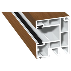 Rollladenführung 40x47mm Lg. 6,50m foliert, mit zwei schwarzen Bürsten GK Braun 49198 Indian Produktbild