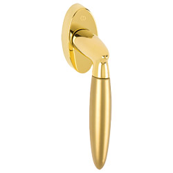 M056/US937 F77-R/F52-R Messingf.poliert/satiniert - Resista® / N10A, mit Arretierung / 7 mm / 32-42 mm vorst. / HOPPE-Logo / 90° / M5x45 mm + M5x50 mm Produktbild