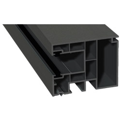 Maxi-Rollladenführung 59x47mm Lg. 6,50m foliert, GK Grau, mit zwei schwarzen Bürsten 436 1014 Alux DB 703 Produktbild