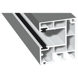 Rollladenführung 40x47mm Lg. 6,50m foliert, mit zwei schwarzen Bürsten GK Weiß 70 0405-083 Signalgrau Glatt Produktbild