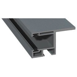 Rollladenführung 55x32mm Lg. 6,00m foliert, mit Nase, mit zwei schwarzen Bürsten GK Grau 70 1205-083 Basaltgrau Glatt Produktbild
