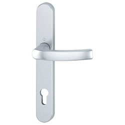1540/3357SN Halbgarnitur, Innenseite / F1 Alu natur / 8 mm / 40 mm vorst. / Profilzylinder 92 mm / HOPPE-Logo Produktbild