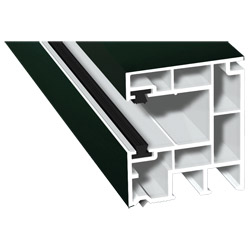 Rollladenführung 40x47mm Lg. 6,50m foliert, mit zwei schwarzen Bürsten GK Weiß 61 2505-167 Dunkelgrün Produktbild