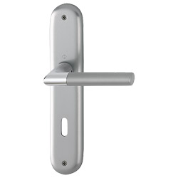 1405/273P Garnitur HOPPE-Schnellstift / F49/F9-2 verchromt/Alu Stahl matt / 8 mm / Ovalbart 72 mm / 35-45 mm / HOPPE-Logo Produktbild