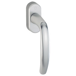 0530/US952 F1 Alu natur / N10A, mit Arretierung, alusilber / 5 mm / 7 mm / 32-42 mm vorst. / HOPPE-Logo / 90° / M5x45 mm + M5x50 mm Produktbild