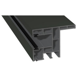 Rollladenführung 63x47mm Lg. 6,00m foliert, mit Nase, mit zwei schwarzen Bürsten GK Grau 436 7048 Basaltgrau Cool Color Produktbild