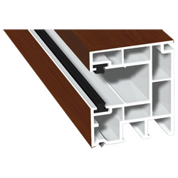 Rollladenführung 40x47mm Lg. 6,50m foliert , mit zwei schwarzen Bürsten GK Braun 436 3043 Cherry Amaretto Produktbild