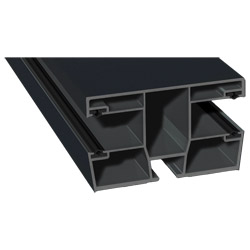 Maxi-Doppel Rollladenführung 77x47mm Lg. 6,00m foliert, GK Grau, mit vier schwarzen Weichlippen70 1605-167 Anthrazitgrau Produktbild