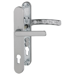 099KH/3357N/1540 Garnitur / F9 Alu Stahl / 8 mm / Profilzylinder 92 mm / 67-72 mm / HOPPE-Logo Produktbild