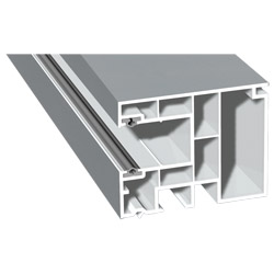 Maxi-Rollladenführung 59x47mm Lg. 6,50m foliert, GK Weiß, mit zwei schwarzen Weichlippen 71 5505-083 Silbergrau Glatt Produktbild