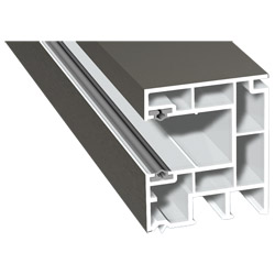 Maxi-Rollladenführung 40x47mm Lg. 6,50m foliert, GK Weiß, mit zwei grauen Weichlippen 70 3905-167 Quarzgrau Produktbild