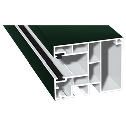 Maxi-Rollladenführung 59x47mm Lg. 6,50m foliert, GK Weiß, mit zwei schwarzen Bürsten 61 2505-167 Dunkelgrün Produktbild
