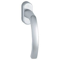 0540/U26 F1 Alu natur / N10A, mit Arretierung, alusilber / 7 mm / 37 mm vorst. / HOPPE-Logo / 90° / M5x45 mm mit kurzem Zapfen Produktbild