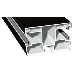 Mini-Doppel-Rollladenführung 77x47mm Lg. 6,00m foliert, mit vier schwarzen WeichlippenGK Braun 85 1805-167 Schwarzbraun Produktbild