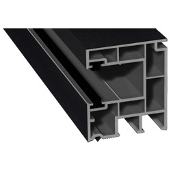 Rollladenführung 40x47mm Lg. 6,50m foliert, mit zwei schwarzen Bürsten GK Grau 70 2105-083 Schwarzgrau Glatt Produktbild