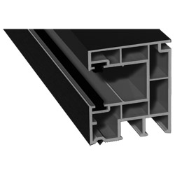 Rollladenführung 40x47mm Lg. 6,50m foliert, mit zwei schwarzen Bürsten GK Grau 70 2105-167 Schwarzgrau Produktbild