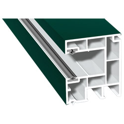 Maxi-Rollladenführung 40x47mm Lg. 6,50m foliert, GK Weiß, mit zwei grauen Weichlippen 60 0505-167 Moosgrün Produktbild