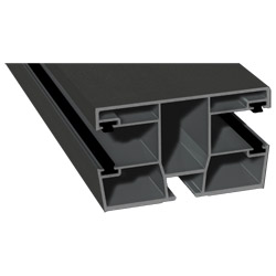 Doppel-Rollladenführung 77x47mm Lg. 6,00m foliert, mit vier schwarzen Bürsten GK Grau 436 1014 Alux DB 703 Produktbild