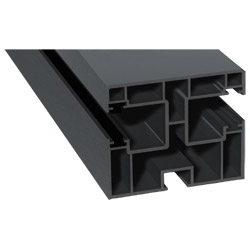 Mini-Doppel Rollladenführung 50x60mm Lg. 6,50m foliert, GK Grau, mit zwei grauen Bürsten 70 1205-167 Basaltgrau Produktbild