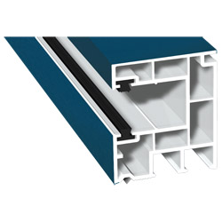 Rollladenführung 40x47mm Lg. 6,50m foliert, mit zwei schwarzen Bürsten GK Weiß 50 0705-167 Brillantblau Produktbild
