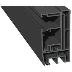 Adapterprofil 80x43mm Lg. 6,00m foliert, Revision außen <(>&<)> Rollladenführung 57x30mm Lg. 6,00m GK Grau, ohne Bürste436 1014 Alux DB 703 Produktbild
