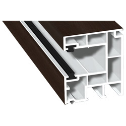 Rollladenführung 40x47mm Lg. 6,50m foliert, mit zwei schwarzen Bürsten GK Braun 436 3059 Walnuss Terra Produktbild