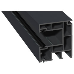 Maxi-Rollladenführung 40x47mm Lg. 6,50m foliert, GK Grau, mit zwei schwarzen Weichlippen 701505-083 Schiefergrau Glatt Produktbild